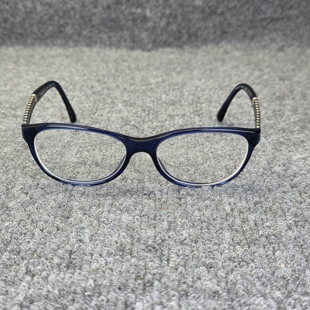 Chanel Cat Eye Eyeglasses Frames Purple Acetate Italy Gunmetal Silver